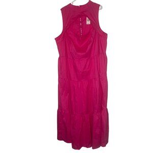 NEW Ashley Stewart Maxi Dress Womens Size 26/28 Pink Sleeveless Tiered Boho